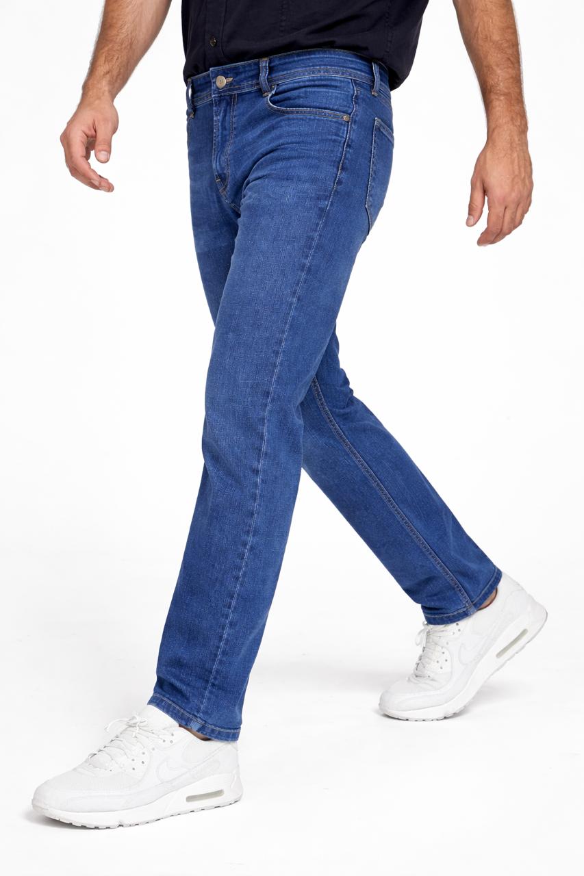 Men’s Mid Rise Relaxed Fit Blue Denim Jeans – Classic Comfort Stretch