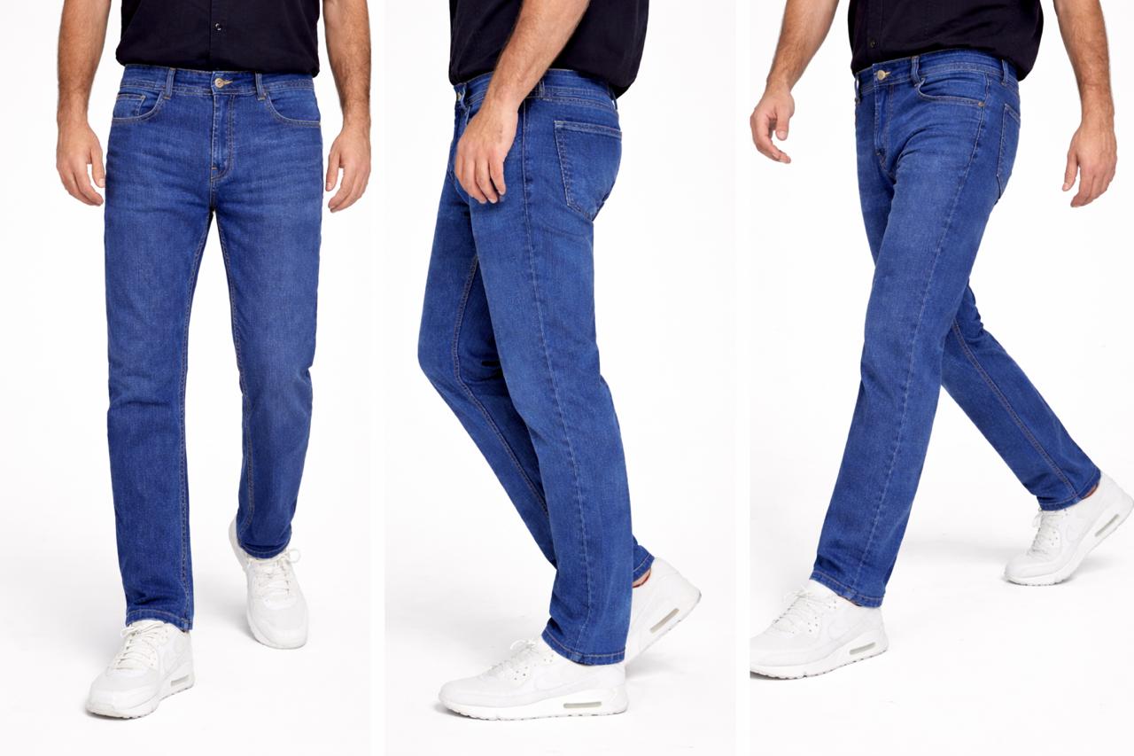 Men’s Mid Rise Relaxed Fit Blue Denim Jeans – Classic Comfort Stretch