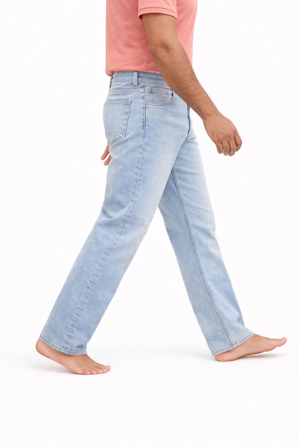 Men’s Regular Fit Bleach Wash Jeans – Classic Rigid Denim|Non Stretch