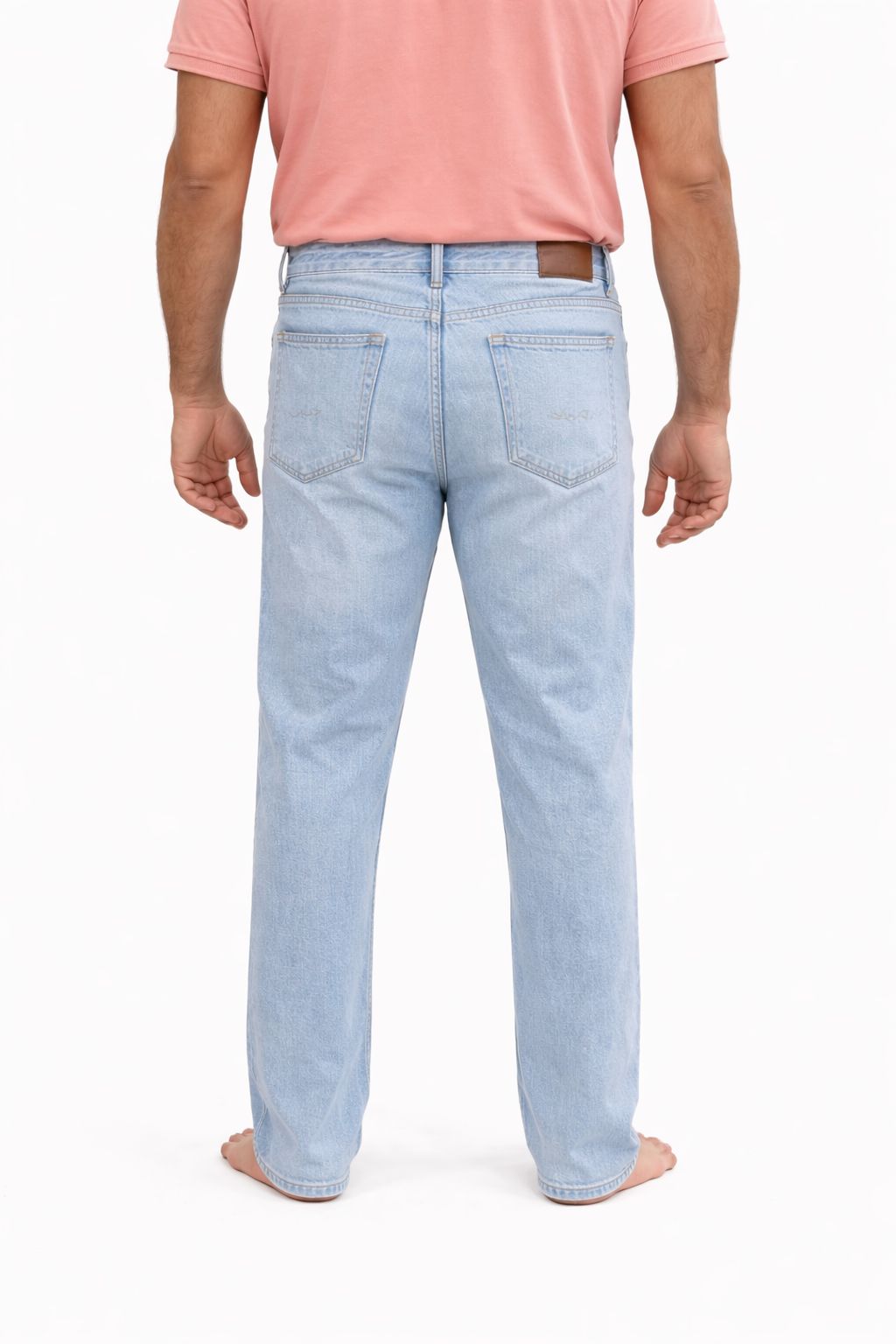 Men’s Regular Fit Bleach Wash Jeans – Classic Rigid Denim|Non Stretch