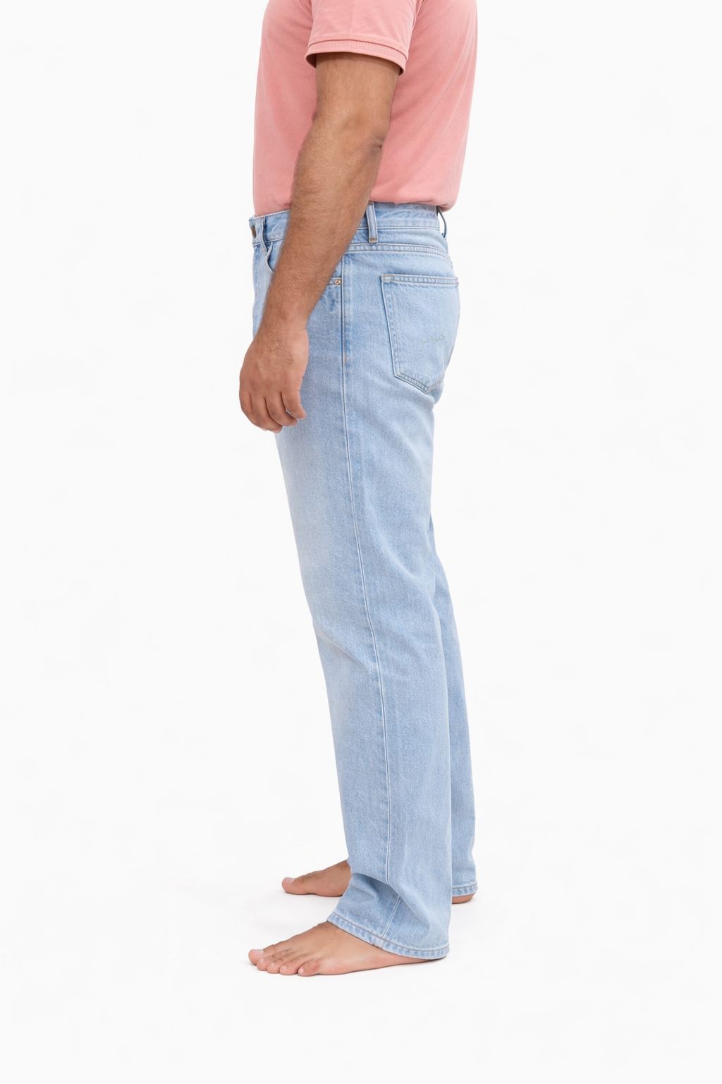 Men’s Regular Fit Bleach Wash Jeans – Classic Rigid Denim|Non Stretch