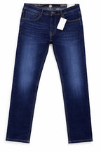 Men’s Dark Indigo Narrow Straight Fit Denim Jeans – Faded Thigh Wash